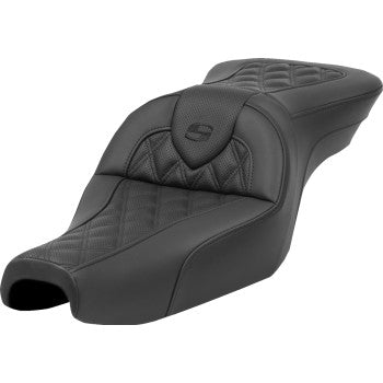 SADDLEMEN Roadsofa™ seat without backrest, lattice stitch design, XL size, compatible with Harley-Davidson models from 2004 to 2022
