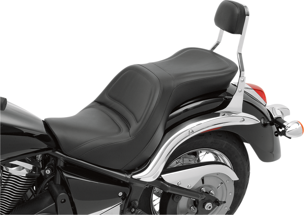 Black SADDLEMEN Explorer motorcycle seat by Bill's Exhausts, stitched design, without backrest, compatible with VN900 models.