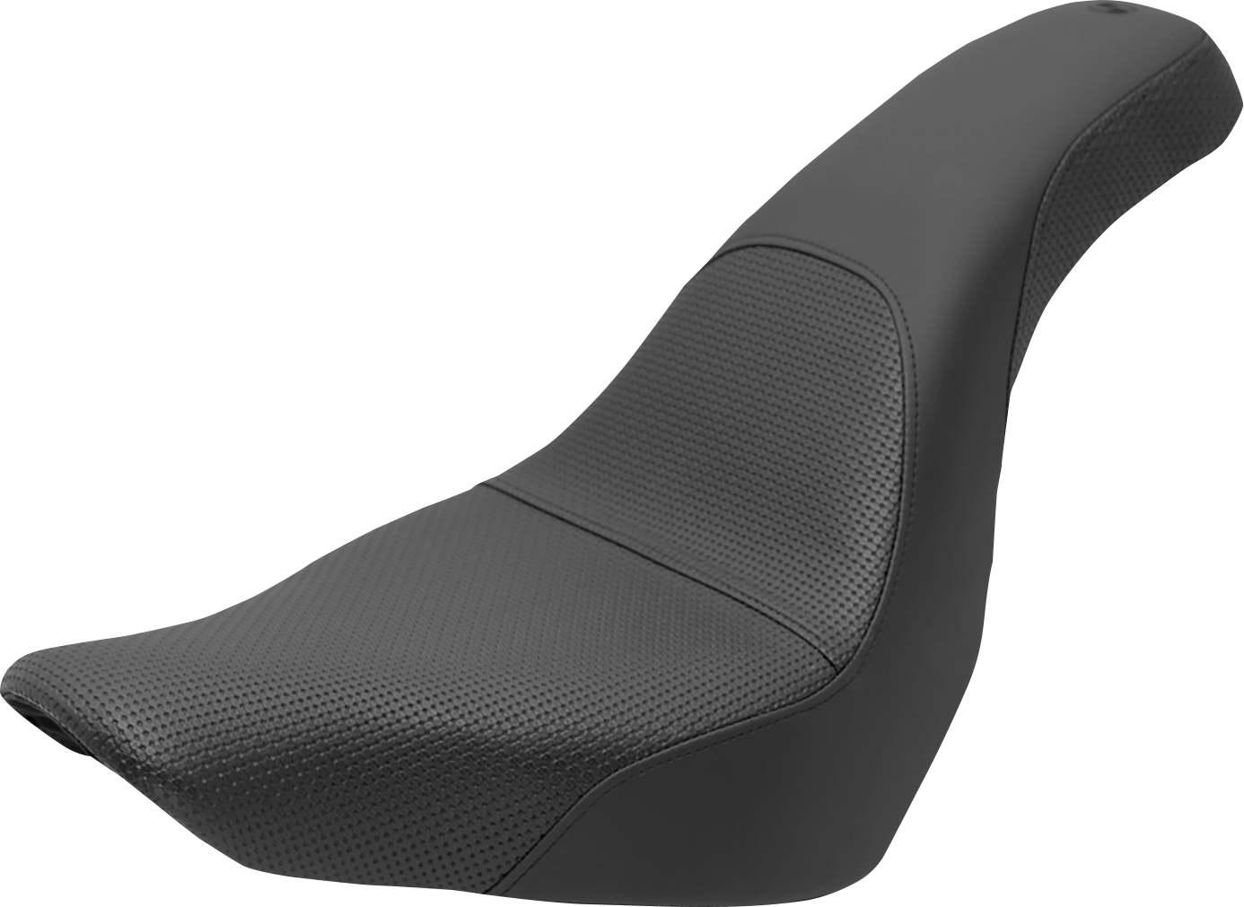 Black SADDLEMEN Profiler Basket-weave motorcycle seat for Softail models, featuring a textured basket-weave design and comfortable padding.
