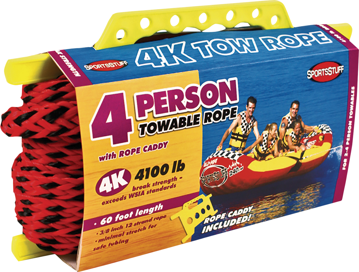 Bill's Exhausts AIRHEAD SPORTS GROUP 4-Rider Water Tow Rope, durable nylon with handles for water sports and towing activities.