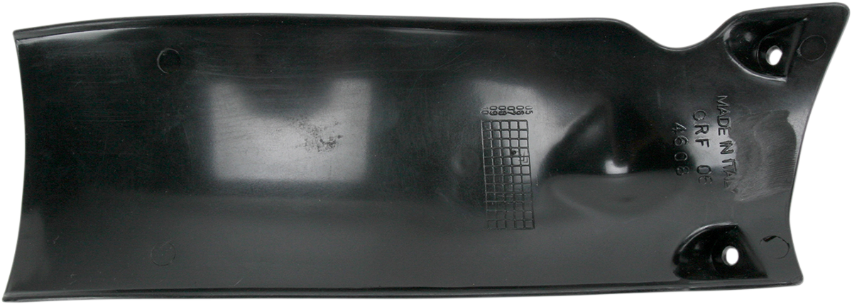 Black Acerbis mud flap for body protection, designed for off-road vehicles, shown attached to a vehicle in the image.