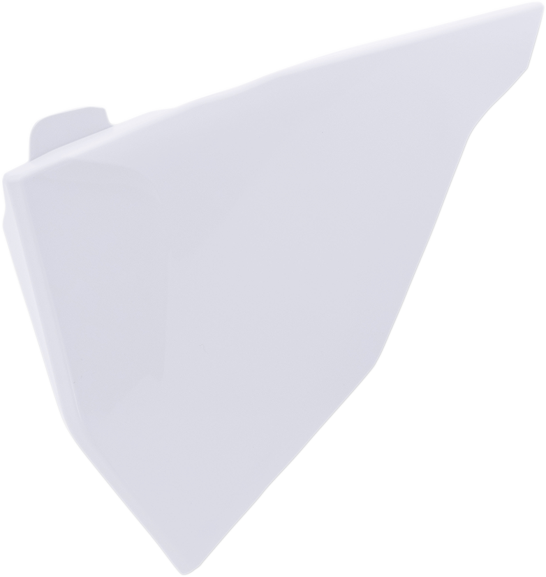 White ACERBIS Airbox Cover for KTM motorcycle, showcasing the body panel with branding and vent openings.