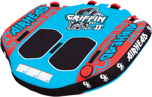 Colorful Airhead Griffin 2 towable water tube for water sports, designed for fun and adventure on the water.