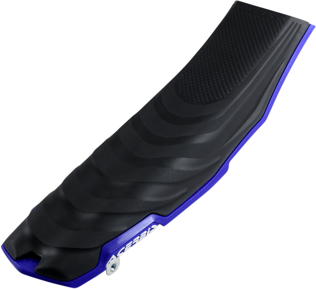 A black and blue Acerbis X Seat body part designed for WR and YZ models from 2018 to 2023, featuring a soft, ergonomic surface.