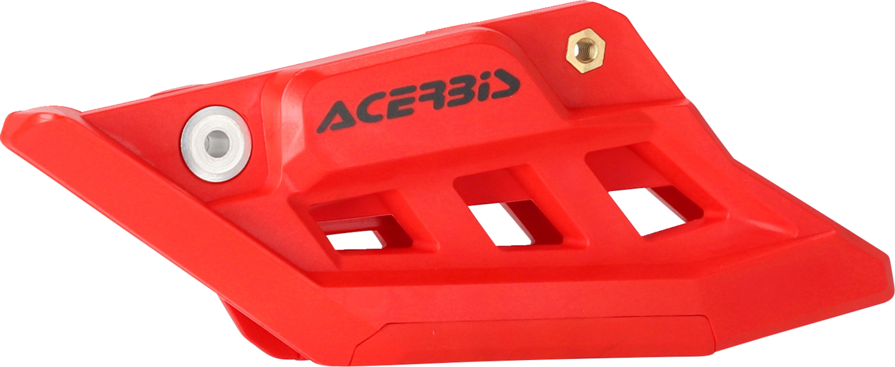 A red Acerbis chain guide for KTM motorcycles, designed for durability and performance, shown against a neutral background.