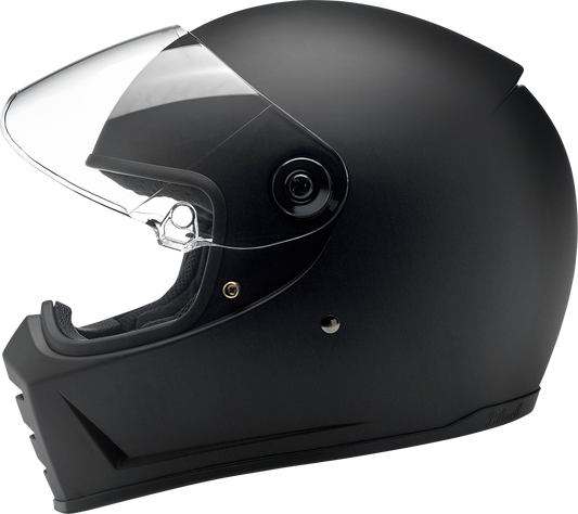 BILTWELL Lane Splitter helmet in flat black, medium size, with sleek aerodynamic design and ventilation features, by Bill's Exhausts.