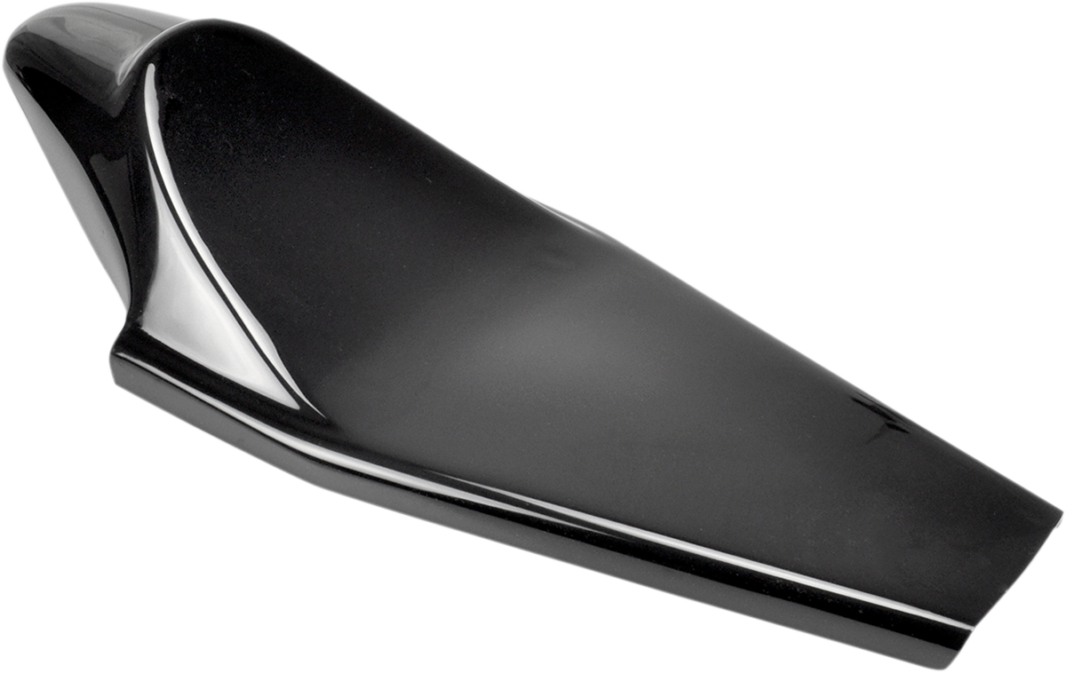 SADDLEMEN Timber Tail Section Z4219 seat for motorcycle, black leather with detailed stitching, displayed on a stand.