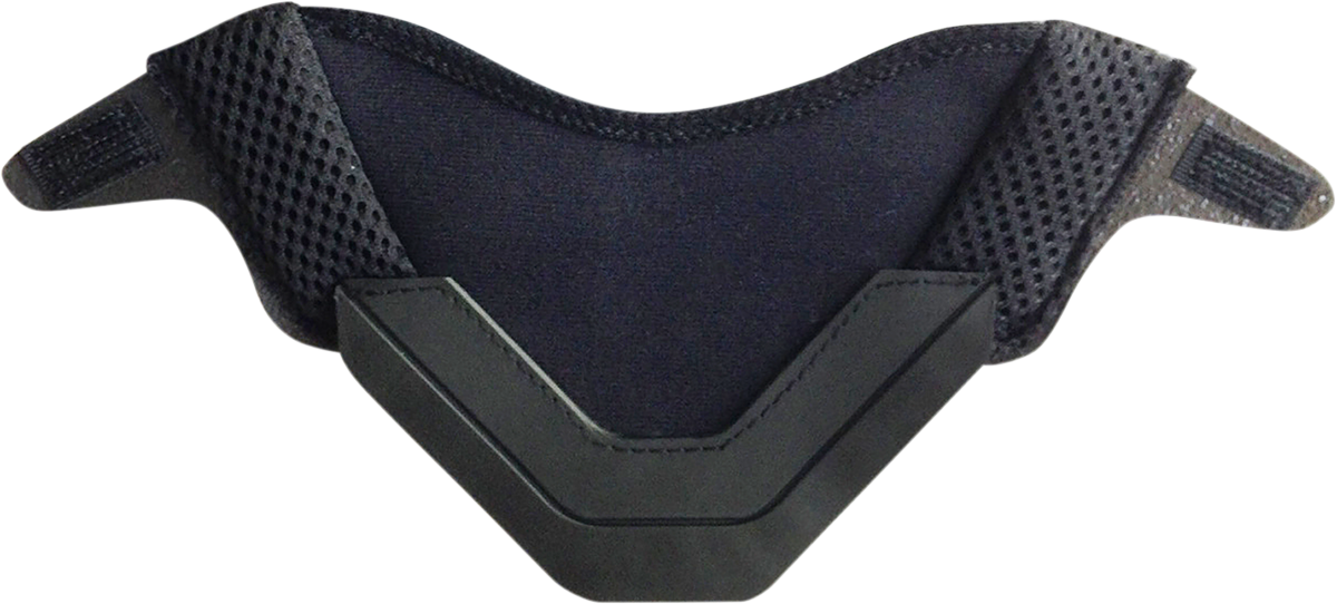 Black AFX FX-41DS chin curtain for motorcycle helmet, protective gear accessory by Bill's Exhausts, shown attached to helmet.