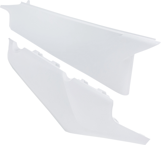 White Acerbis side panel vent for motorcycle body, designed for efficient airflow and stylish appearance.