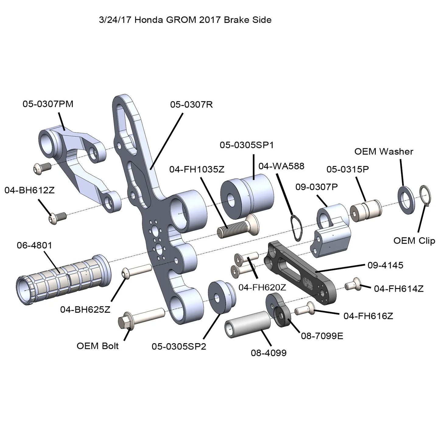 Woodcraft Honda Grom Complete Rearset - Howling Moto