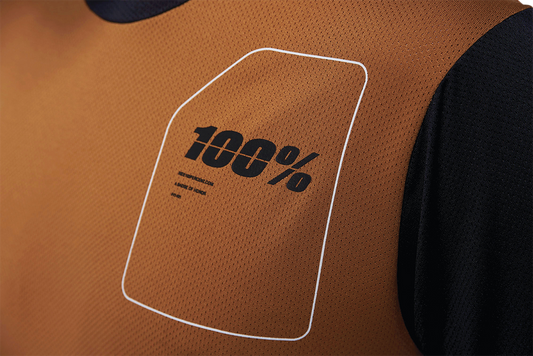 Bill's Exhausts Ridecamp Jersey in terracotta and black, small size, featuring breathable fabric and casual cycling style.
