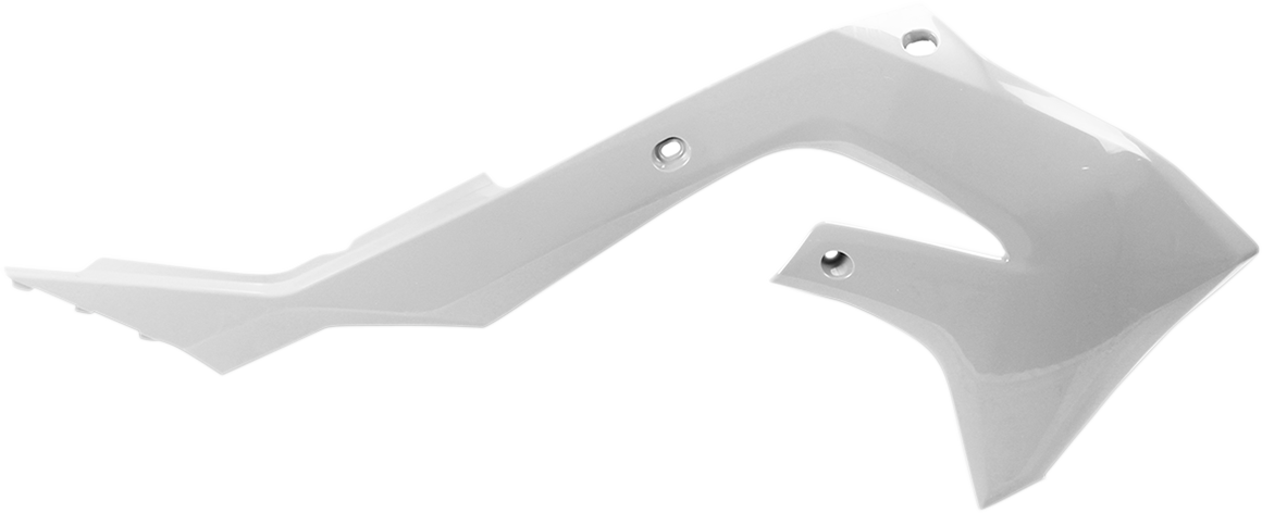 White ACERBIS radiator shrouds for motorcycle body, designed for compatibility with Bill's Exhausts models.
