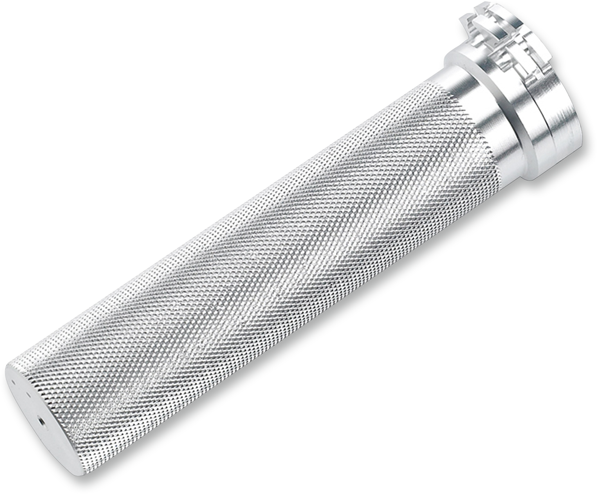Biltwell Whiskey throttle tube grip for motorcycle handlebars, with textured surface and branding details.