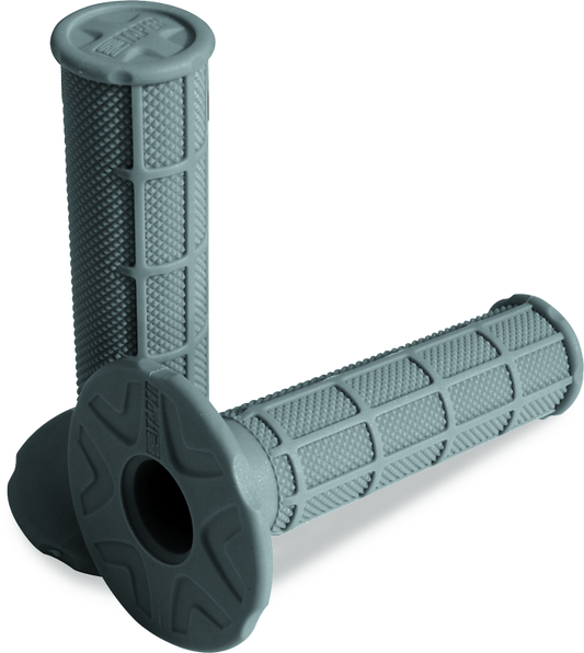 ProTaper 1/2 Waffle Grips in soft light gray for speed and strength, designed for motorcycle handlebars, by Bill's Exhausts.