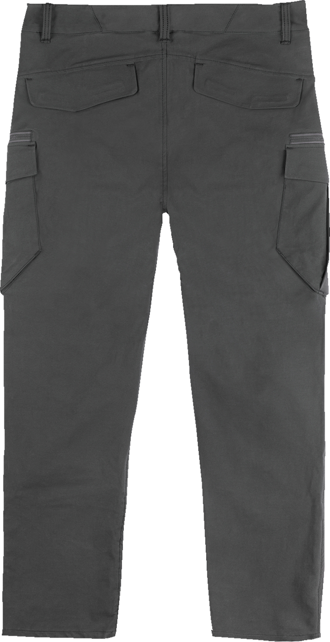 Black ICON Superduty3 pants from Bill's Exhausts, size 38, featuring durable fabric and functional design for work or casual wear.