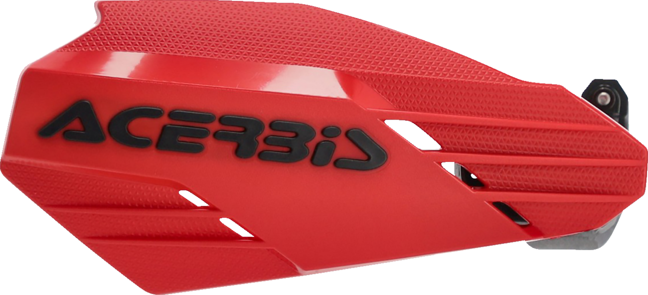 Acerbis K-Linear red and black motorcycle handguards mounted on handlebars, providing protection for riders.