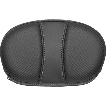 SADDLEMEN Sissy Bar Pad for Dominator 61042 motorcycle, black leather with padded cushion and mounting hardware.