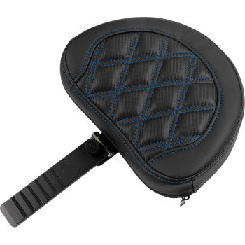 SADDLEMEN Roadsofa™ extended reach motorcycle seat with backrest, lattice stitch, blue stitching for FLTR/FLHX 2023-2024.