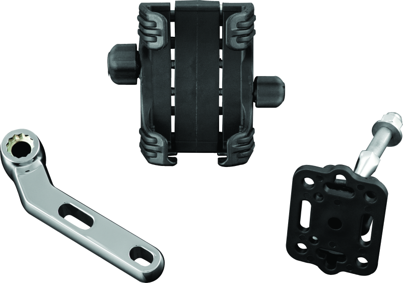 Chrome Kuryakyn Tech Connect Perch Mount for powersports devices, featuring a secure holder and mounting kit for handlebars.