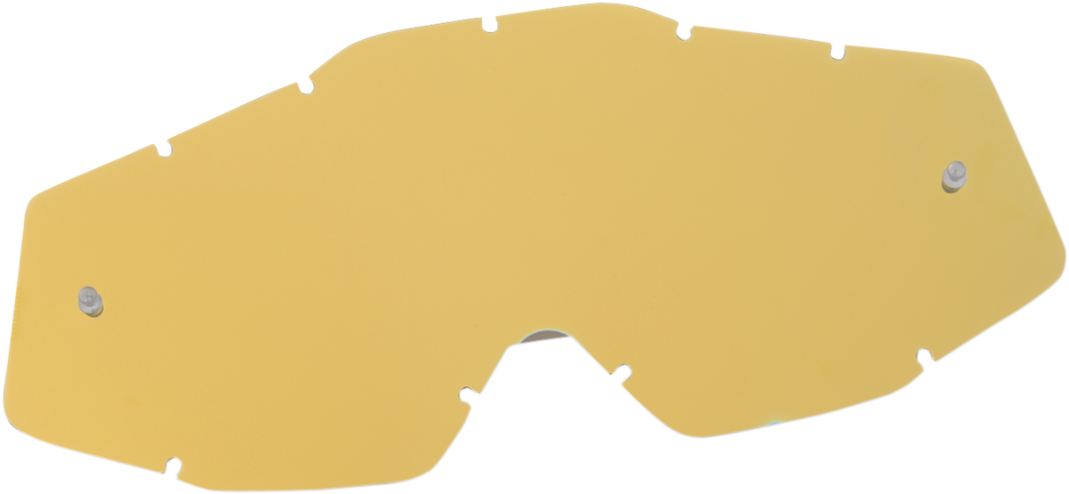 Bill's Exhausts 100% Youth Accuri/Strata lens in gold smoke mirror, motorcycle helmet lens with reflective gold tint.