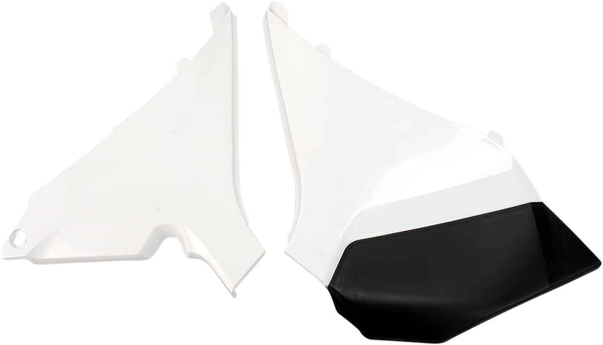 Acerbis white airbox cover for motorcycle, shown in a clean, close-up view with smooth body contours and branding details.
