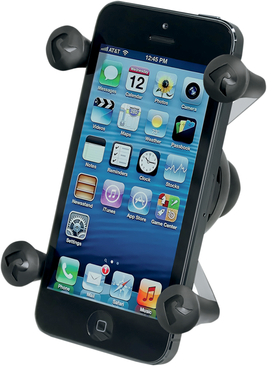 Engine RAM Mounts Cradle with X-Grip for Bill's Exhausts RAM-HOL-UN7B, designed to securely hold mobile devices.