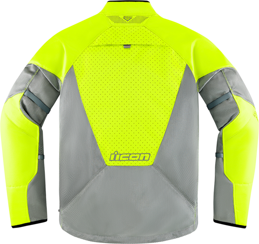 Gray and hi-vis ICON Mesh AFâ„¢ Jacket in 3XL by Bill's Exhausts, showcasing breathable mesh fabric and safety-enhancing design.