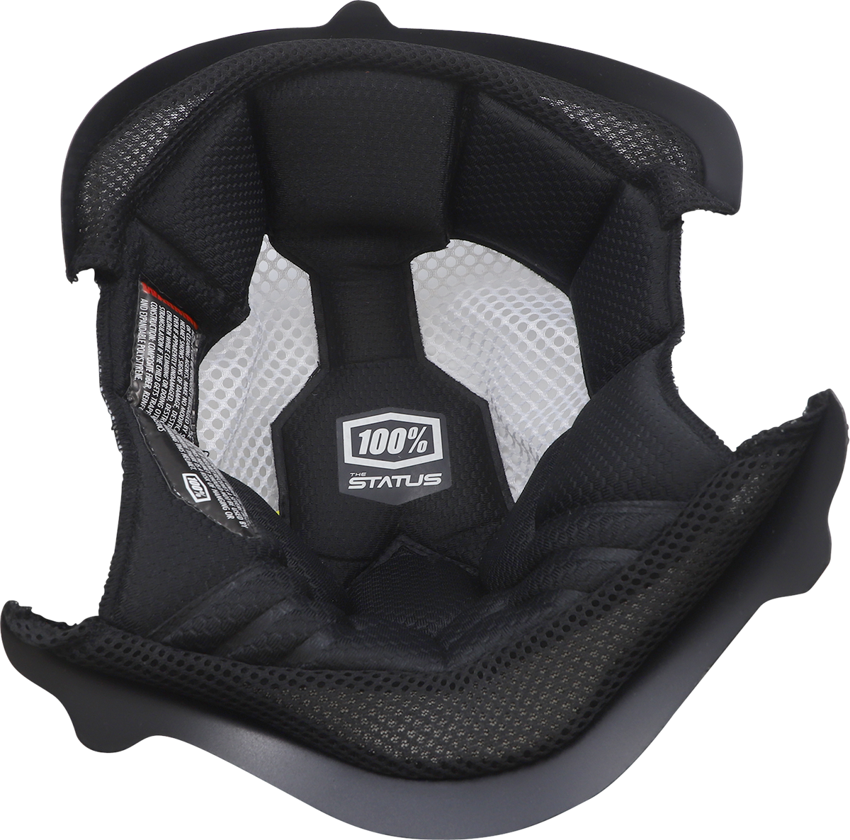 Bill's Exhausts 100% Youth Status Liner Small helmet parts, close-up of the helmet liner with branding and stitching details.