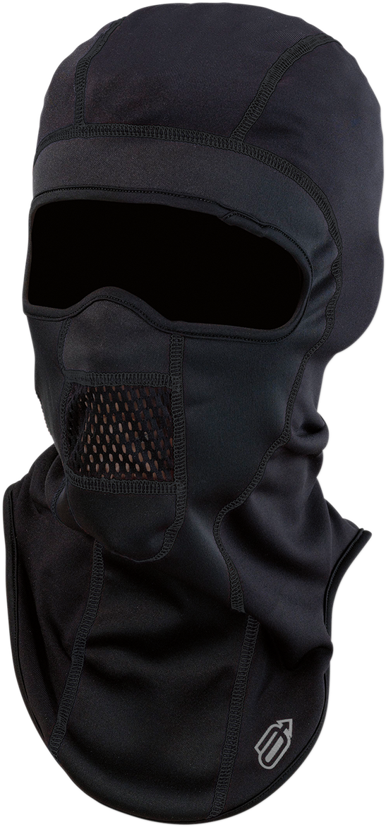 Black ARCTIVA Balaclava WindShield by Bill's Exhausts, large/XL size, showing snug fit and wind-resistant fabric.