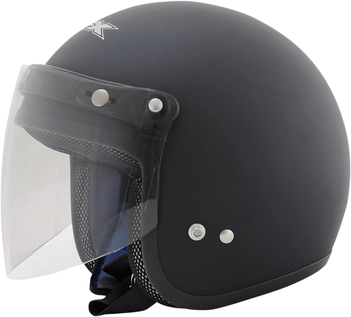 Clear AFX 3-Snap Flip Shield for helmets, compatible with Bill's Exhausts helmets, flat shield design, high-quality motorcycle helmet part.
