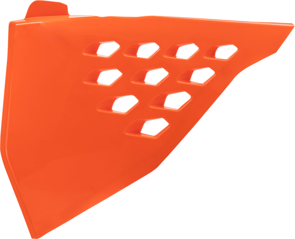 Orange ACERBIS Airbox Cover vented body part for motorcycles, designed for durability and airflow.