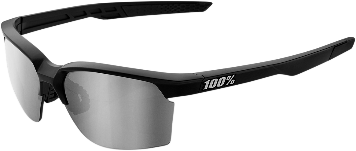 Bill's Exhausts Sportcoupe sunglasses in black with silver mirror lenses, stylish and sporty eyewear for active outdoor use.