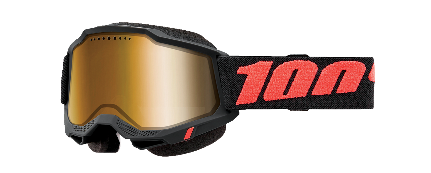Yellow Accuri 2 goggles by Bill's Exhausts with black strap and clear lenses, designed for protective eyewear.