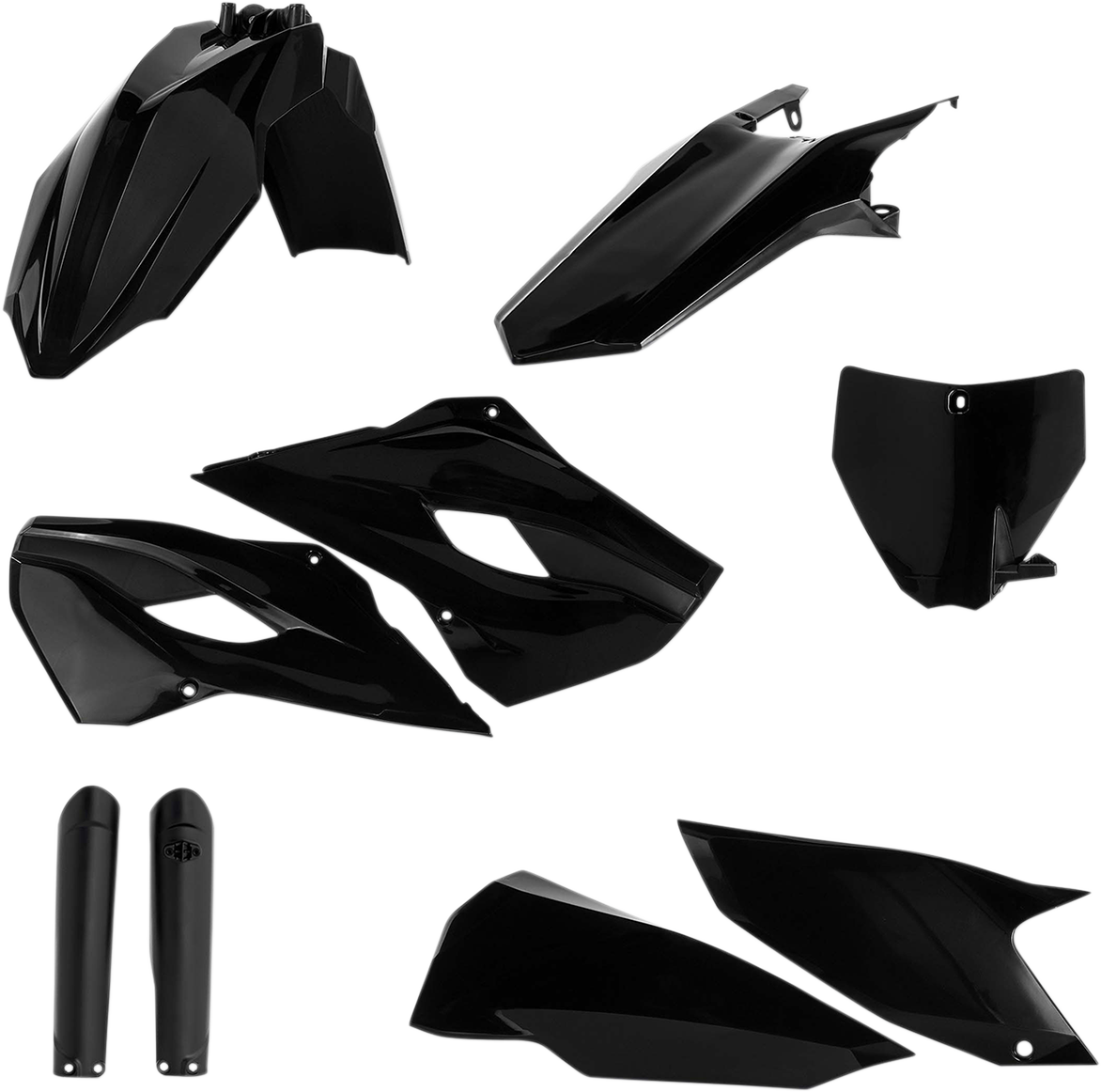 Acerbis OEM black full replacement motorcycle body kit with panels and parts, designed for a 2016 model.