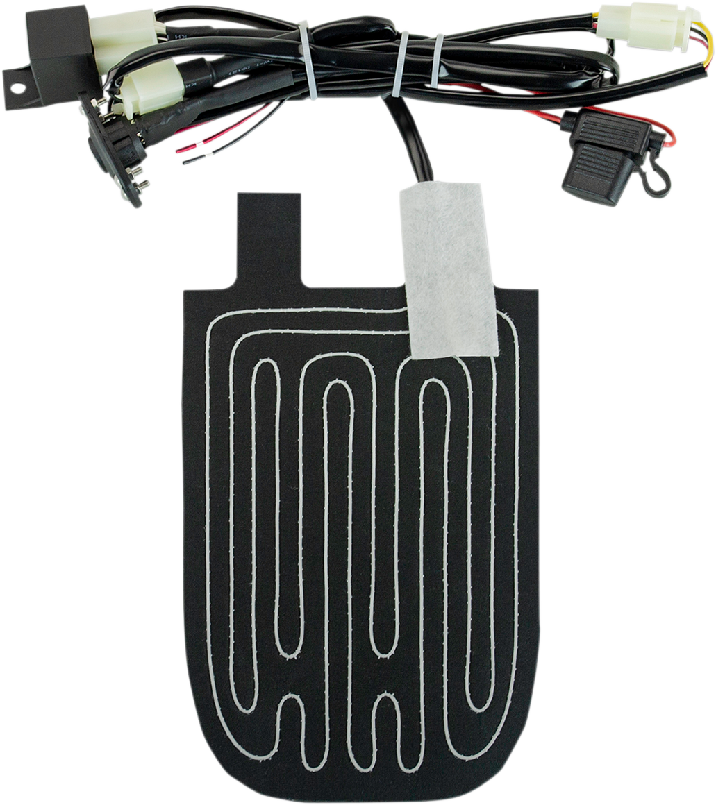 Bill's Exhausts SADDLEMEN small seat heater for motorcycle seats, with heating element visible in the image.
