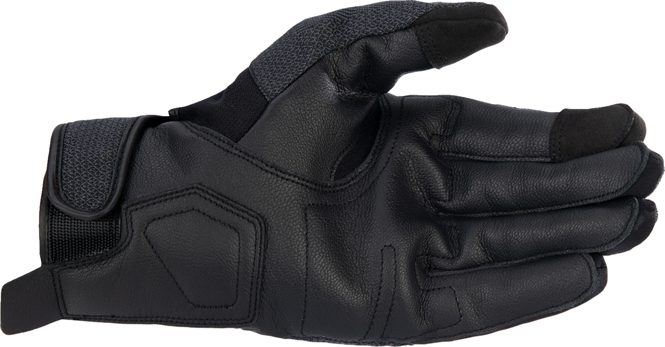 Alpinestars Morph Street Gloves in black, small size, showing the protective motorcycle gloves with textured palm and branding.