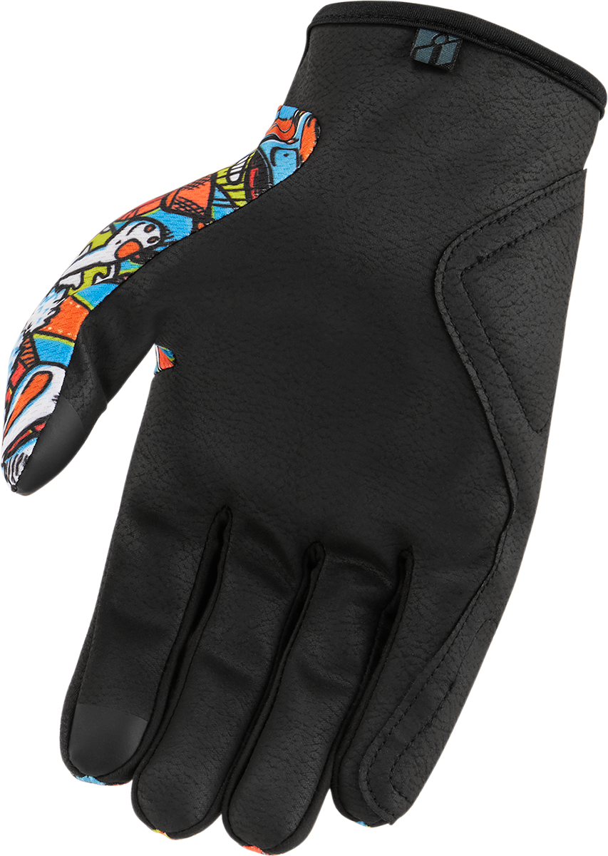Bill's Exhausts ICON Hooligan Redoodle Gloves in blue, 3XL size, showcasing durable fabric and snug fit for outdoor activities.