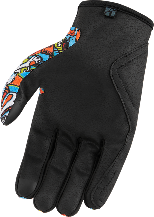 Bill's Exhausts ICON Hooligan Redoodle Gloves in blue, 3XL size, showcasing durable fabric and snug fit for outdoor activities.