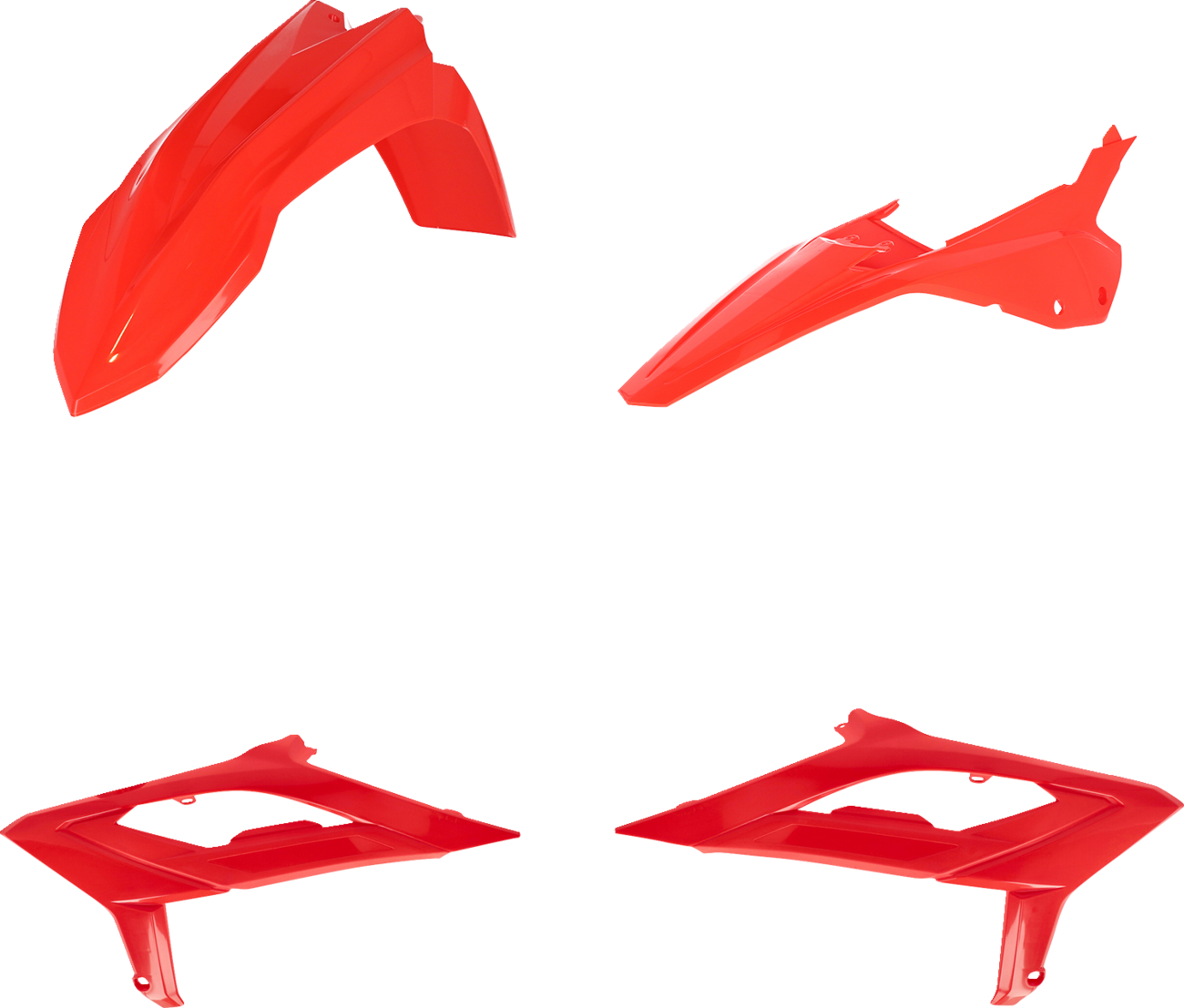Red ACERBIS full replacement body kit for Beta 2979460004 motorcycle, shown on the vehicle with detailed panel design.