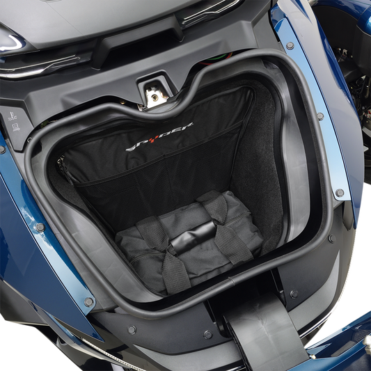 Bill's Exhausts Can-Am front trunk liner for engine compartment, shows durable chrome finish and precise fit.