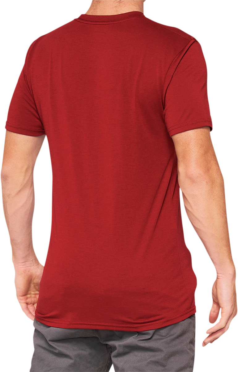 Bill's Exhausts Searles Tech T-Shirt in brick color, large size, featuring a casual fit and printed logo design.