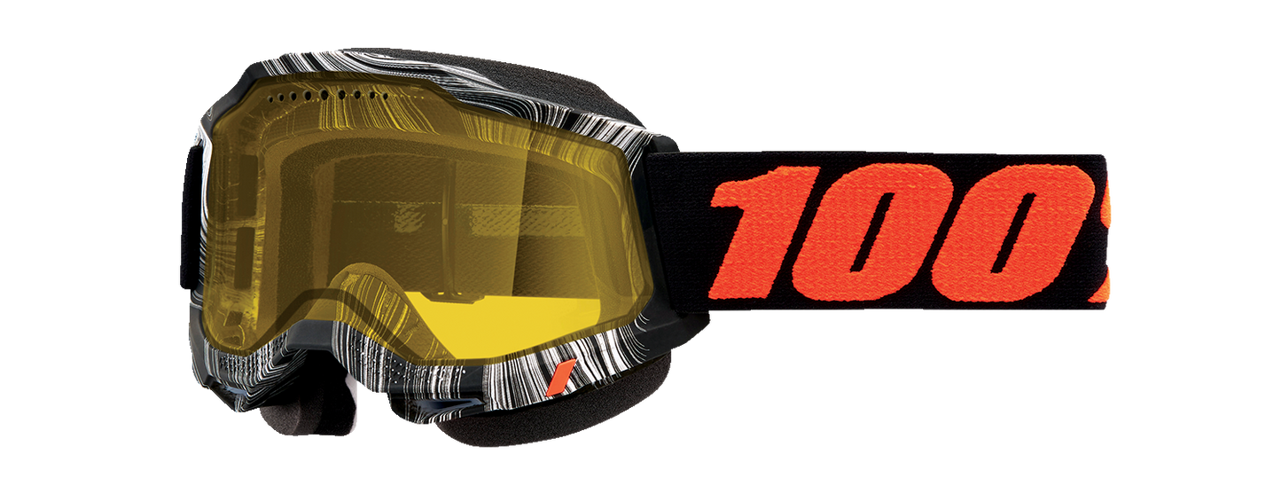 Yellow Accuri 2 Goggles by Bill's Exhausts with clear lenses and adjustable strap, designed for comfort and visibility.
