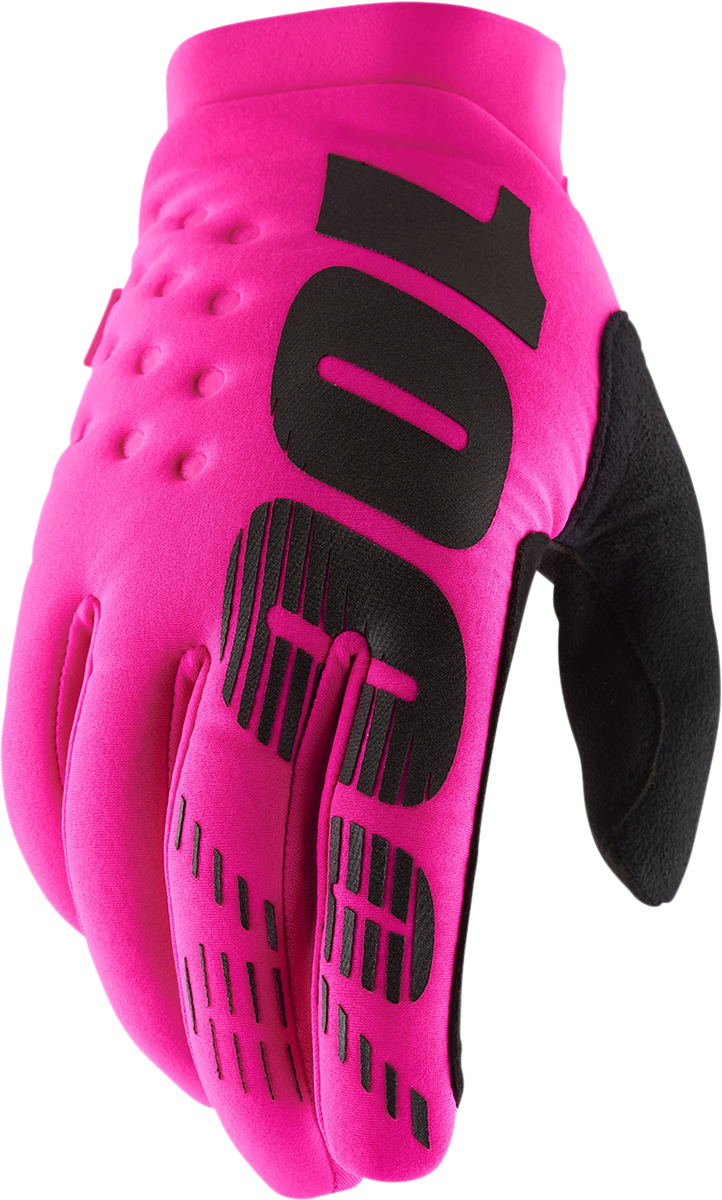 Bill's Exhausts neon pink 2XL Brisker gloves with textured fabric and adjustable wrist strap for a secure fit.