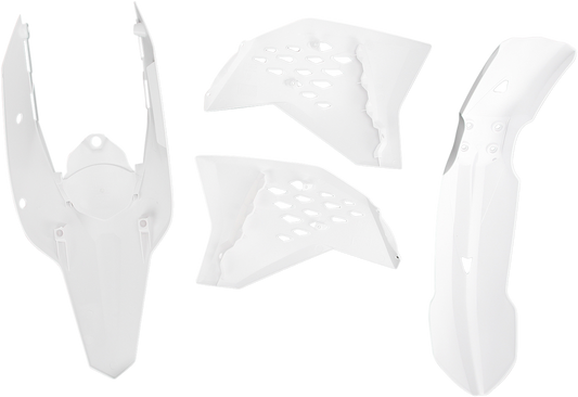 ACERBIS white replacement body kit for motorcycle, featuring durable, sleek design for custom fit and style.