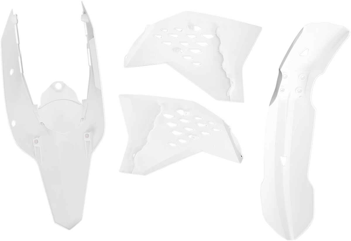 ACERBIS white replacement body kit for motorcycle, featuring durable, sleek design for custom fit and style.