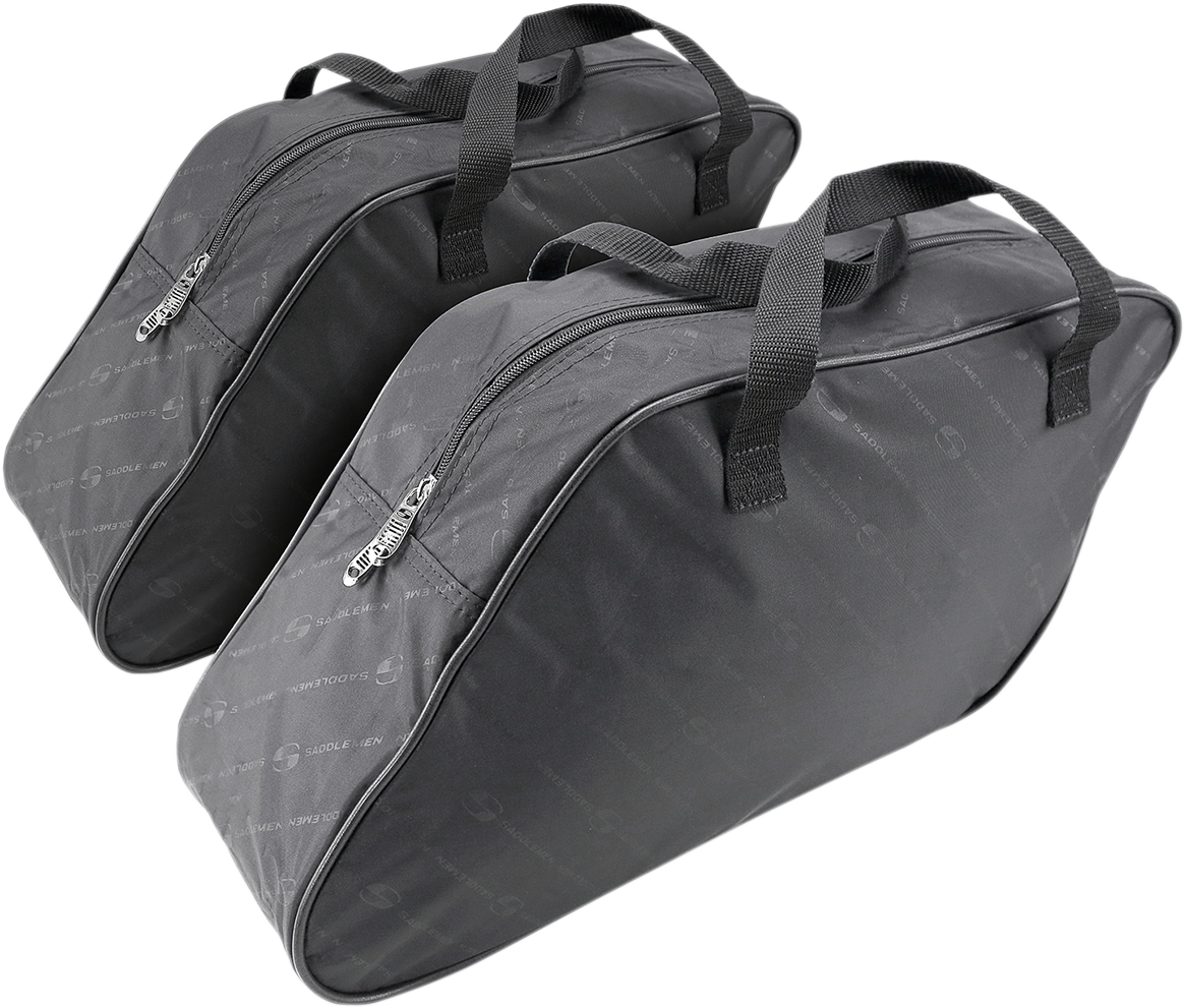 Large SADDLEMEN Saddlebag Liner for Slant seats by Bill's Exhausts, showing the fitted black fabric interior with compartments.