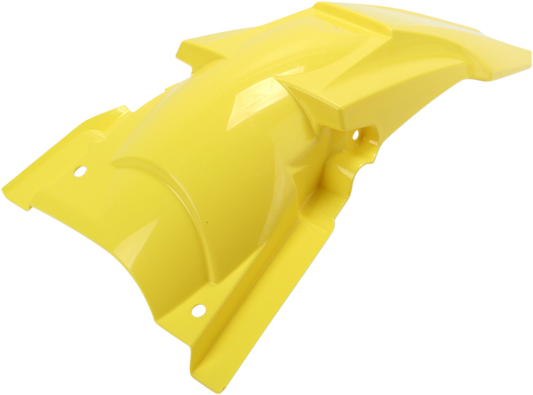 Yellow Acerbis rear fender for motorcycle, showcasing sleek body design and mounting points for a durable, stylish upgrade.