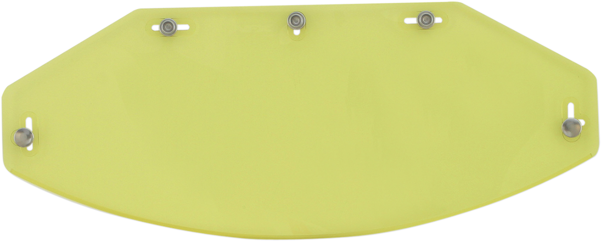 Bill's Exhausts AFX Vintage 5-Snap Flat Shield in yellow, showing its smooth surface and snap fastening detail.