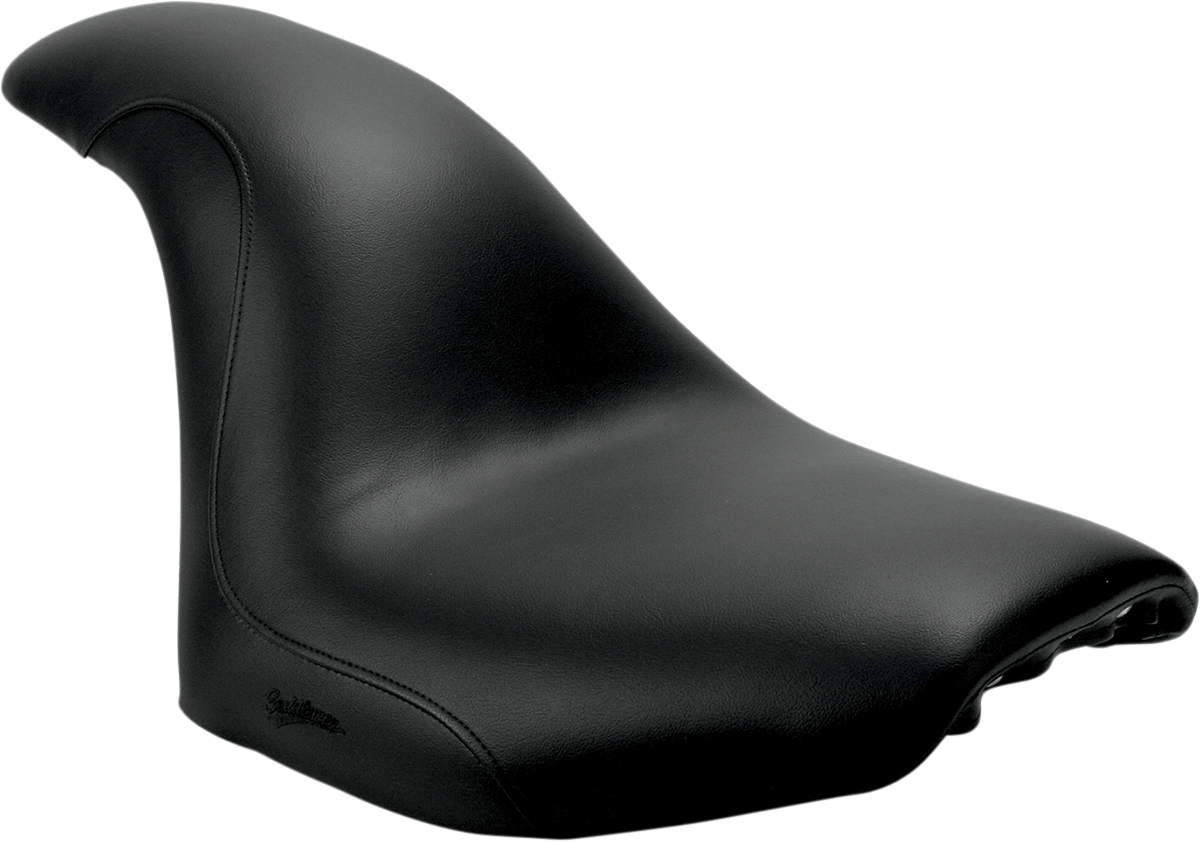 Black SADDLEMEN Profiler seat for Intruder 1500 motorcycle, smooth black leather seat with sleek design, by Bill's Exhausts.