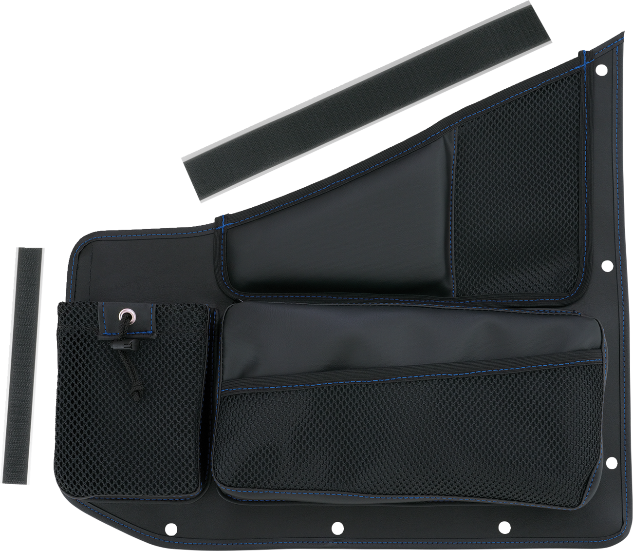 SHOW CHROME Kaliber Organizer - Passenger - Black with Blue Stitching H44-7PBLU - Howling Moto